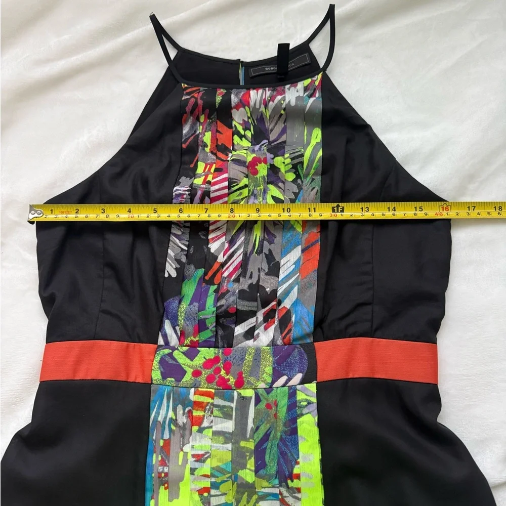 BCBGMaxAzria Black and Neon Green Floral Dress size 6 NWOT - Picture 12 of 15